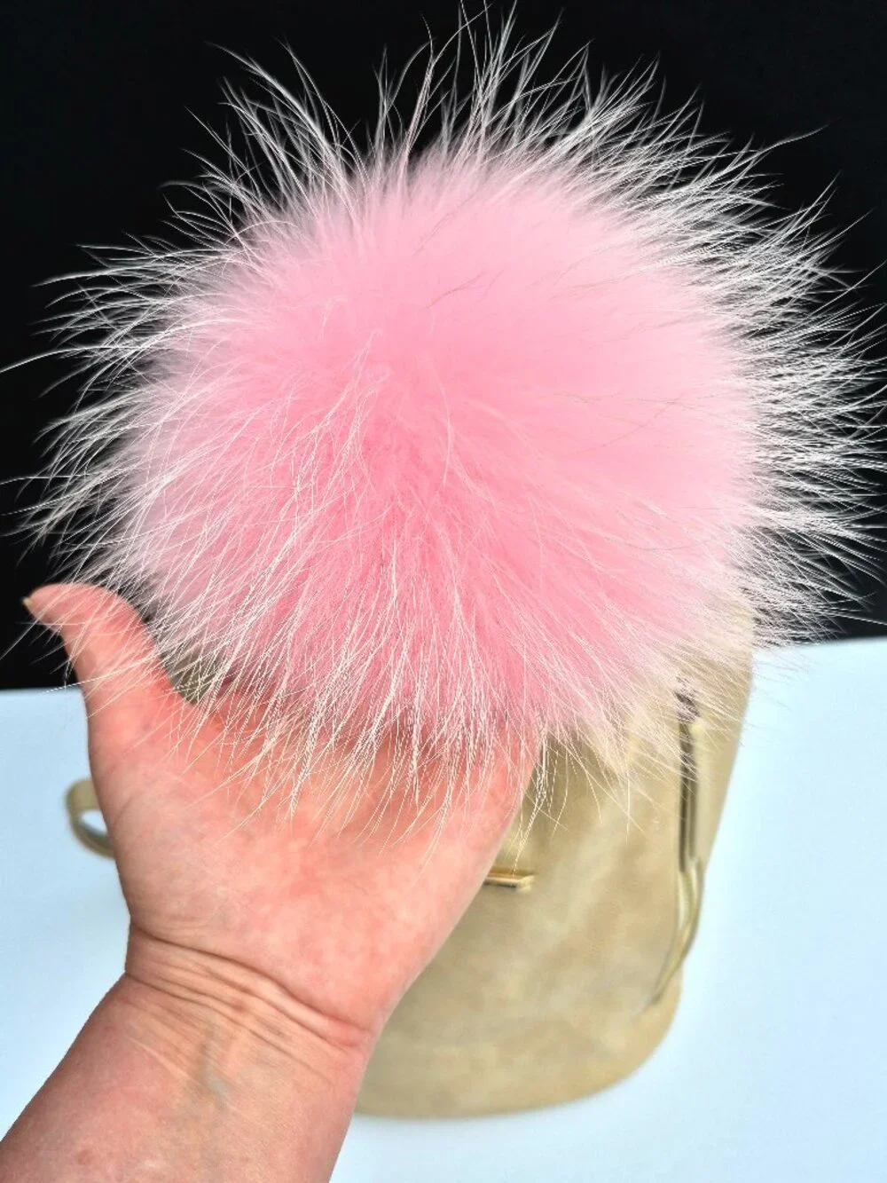 Real Raccon Fur Pom Pom Key chain | Fluffy Bag Charm Accessory